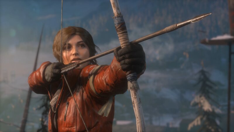 Woman Aiming Bow — Red, Tense