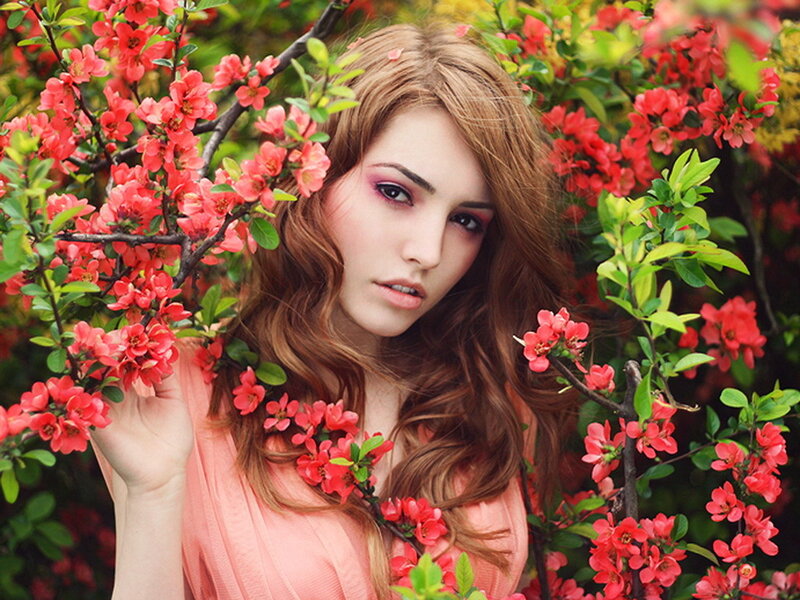 Woman Among Flowering Branches