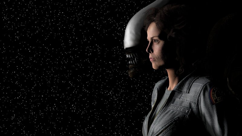 Woman and Alien Creature — Black