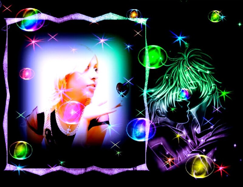 Woman and Anime Character