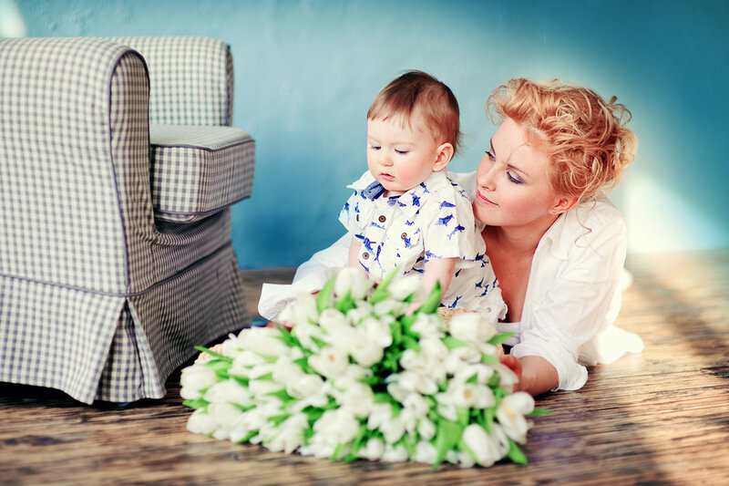 Woman and Baby on Floor
