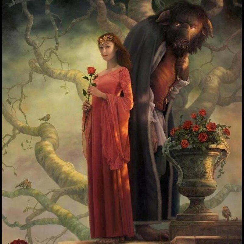Woman and Beast in Garden