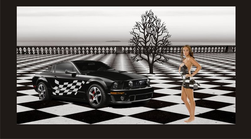 Woman and Black Car — Dramatic