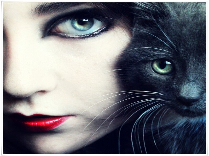 Woman and Black Cat — Dramatic
