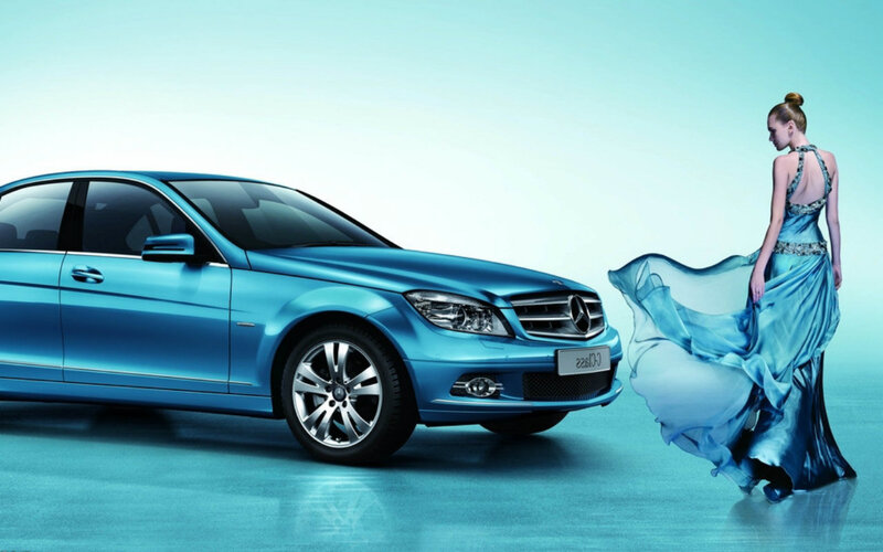 Woman and Blue Car — Serene