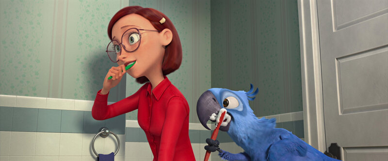 Woman and Blue Parrot