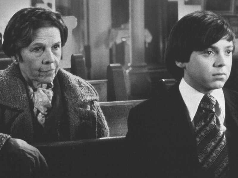 woman and boy in church