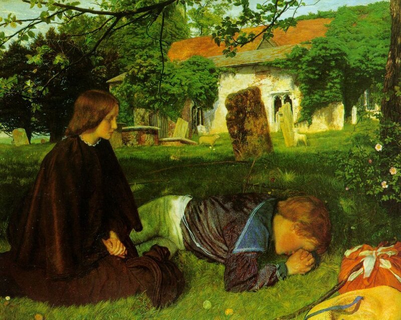 Woman and Boy in Graveyard