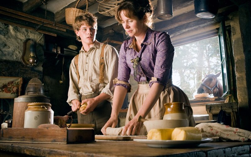 woman and boy in kitchen