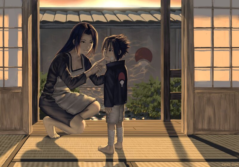 Woman and Boy on Porch