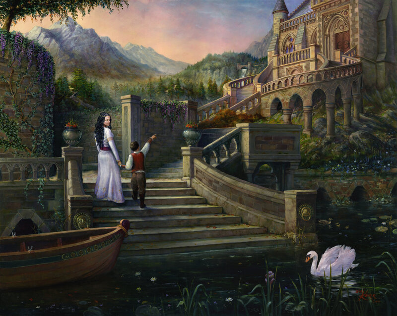 Woman and Boy on Stairs