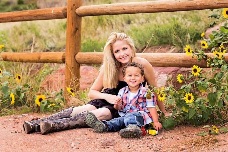 Woman and Boy Sitting — Yellow