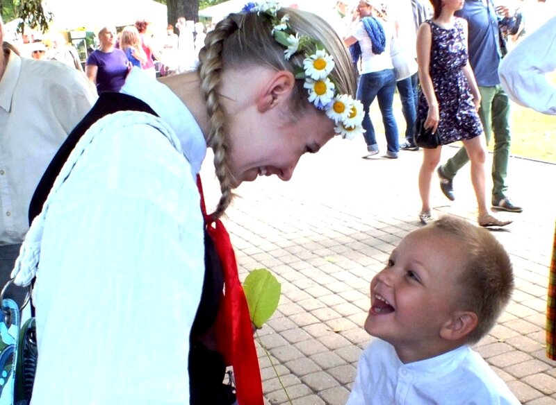 Woman and Boy Smiling