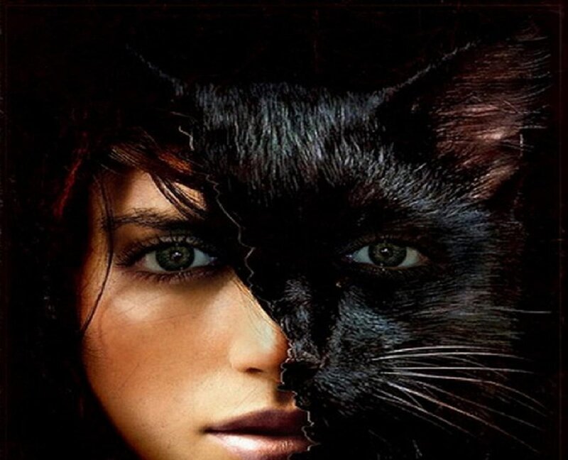 Woman and Cat Face