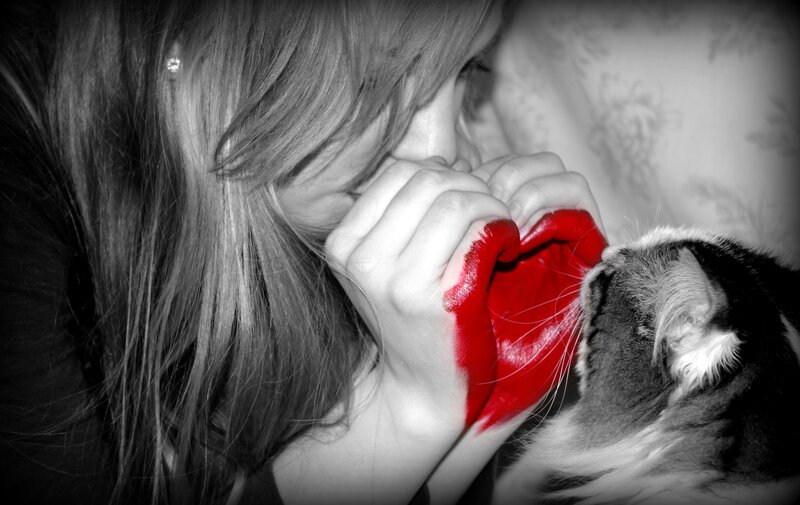 Woman and Cat Forming Heart