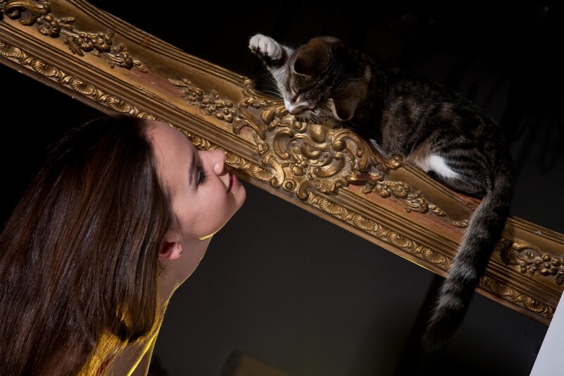 Woman and Cat on Frame
