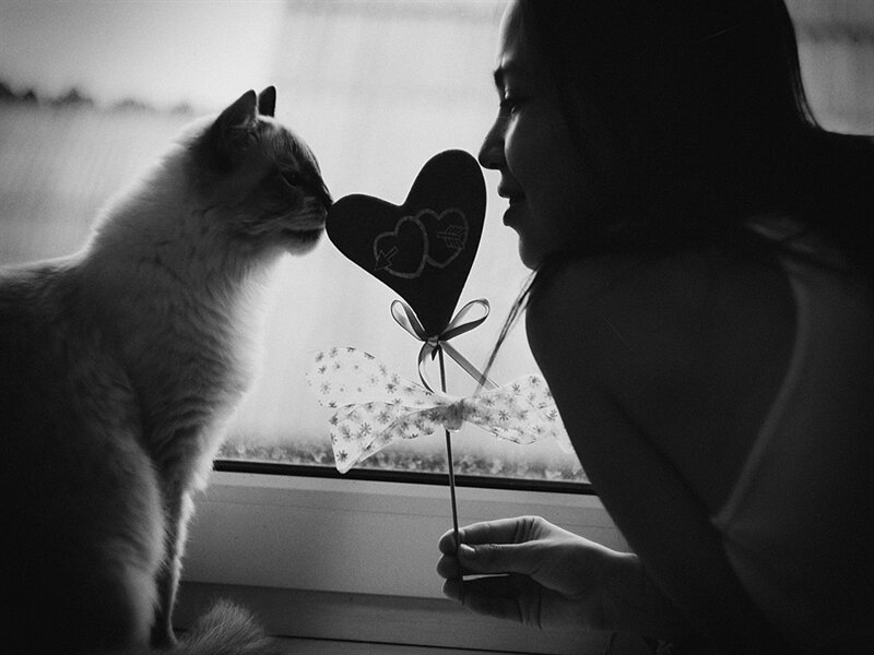 Woman and Cat with Heart
