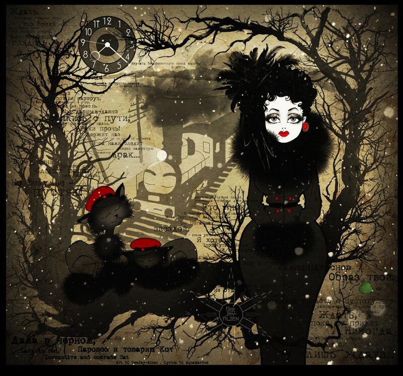 Woman and Cats in Forest