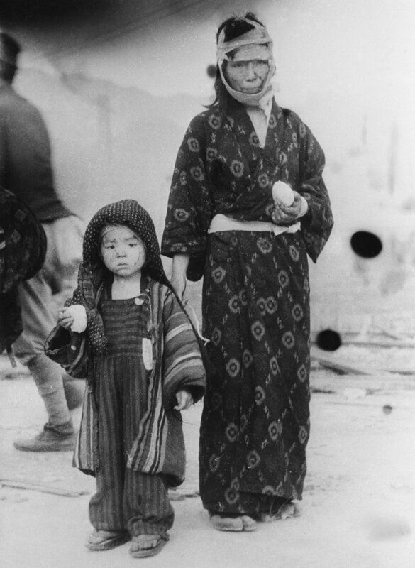 Woman and child after bombing