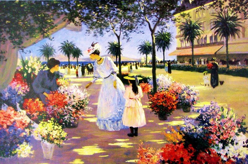Woman and Child at Flower Market