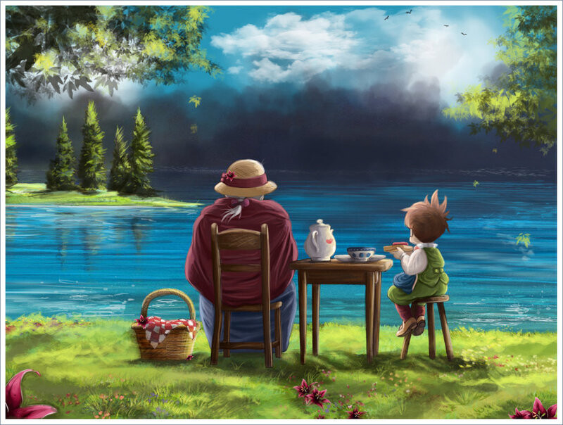 Woman and Child at Lake