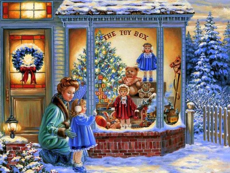 Woman and Child at Toy Store