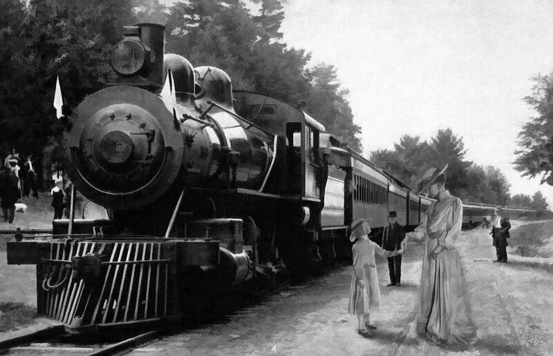 Woman and Child at Train Station