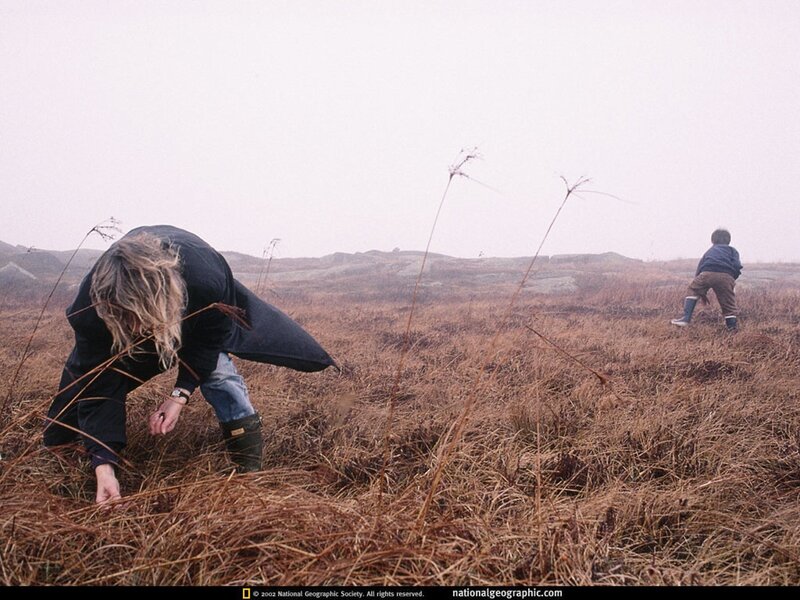 Woman and child in a field