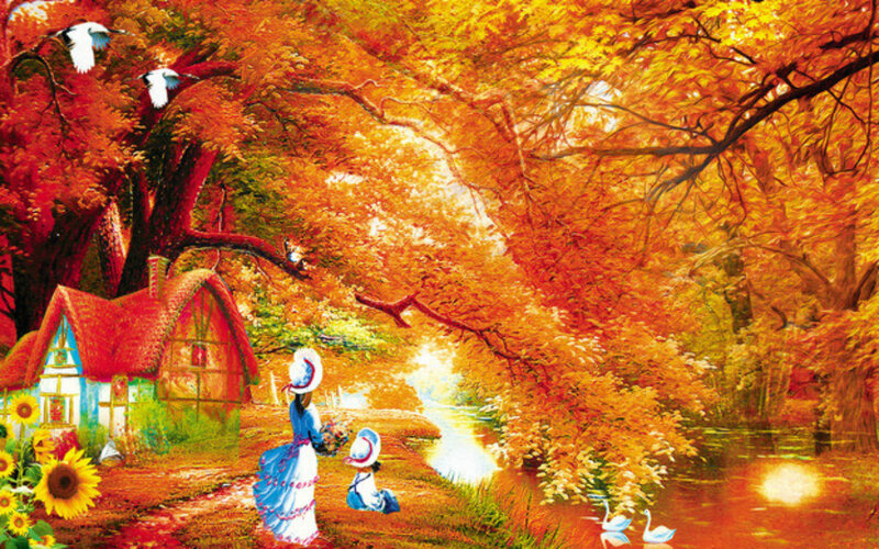 Woman and Child in Autumn