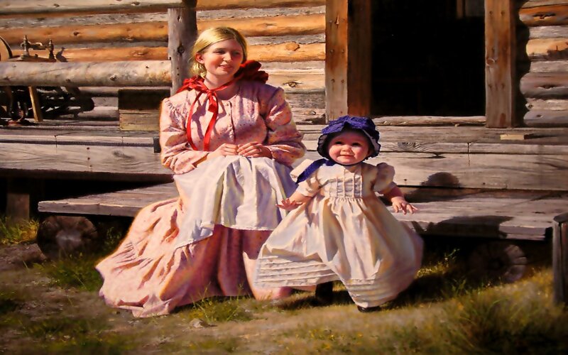 Woman and child in historical dress