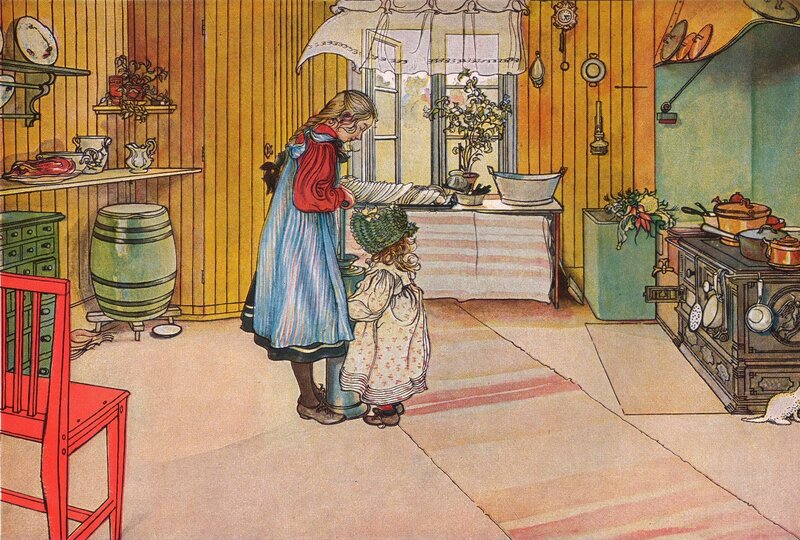 Woman and Child in Kitchen