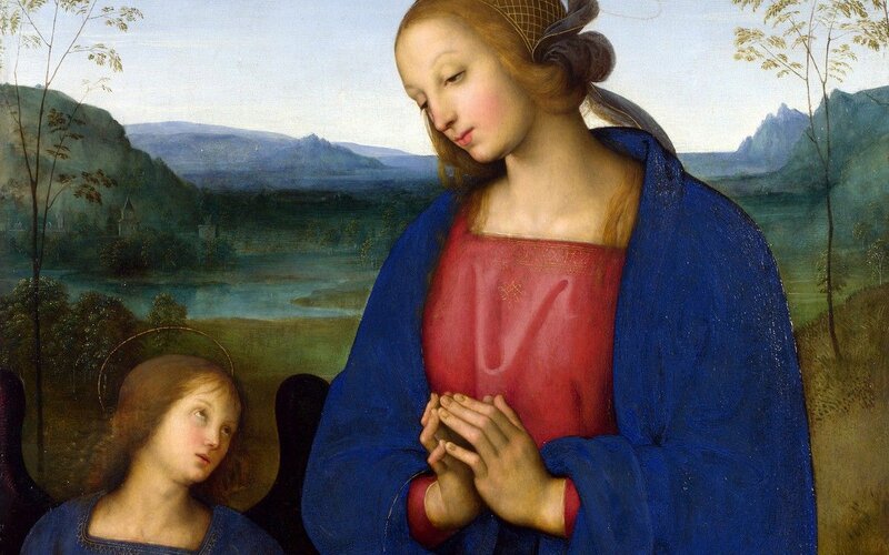 Woman and Child in Landscape — Blue