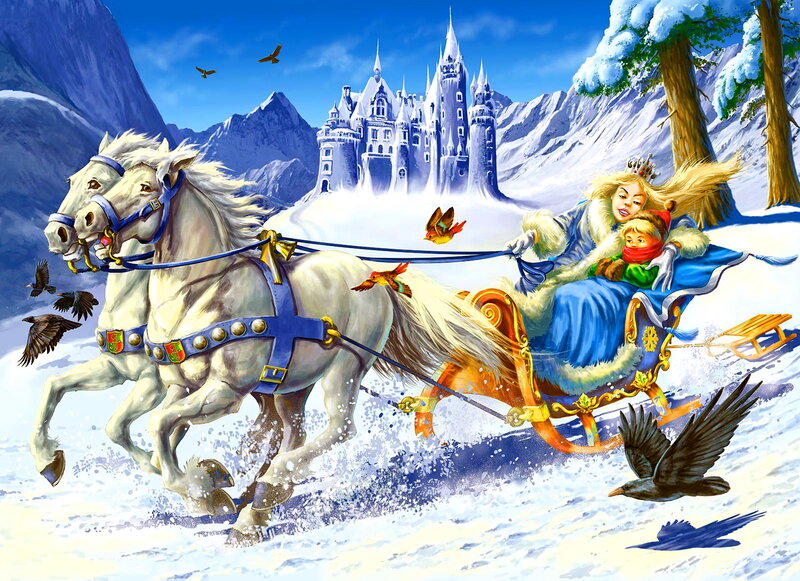 Woman and Child in Sleigh