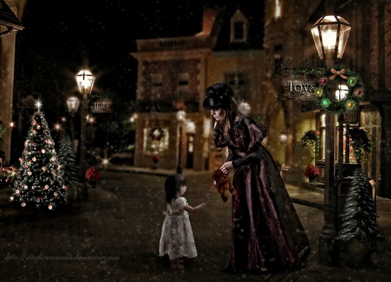 Woman and Child in Snow — Black