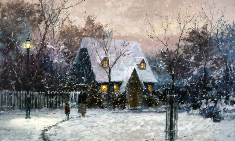Woman and Child in Snow — White