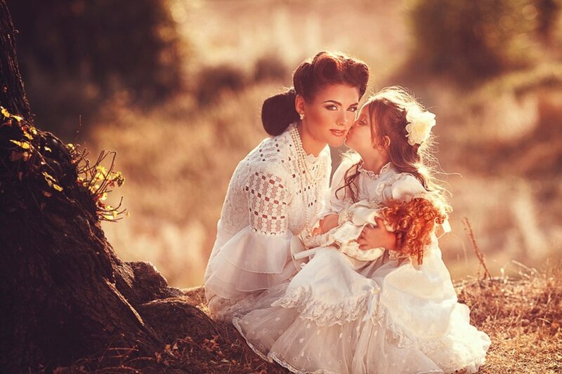 Woman and Child in White