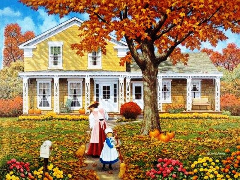 Woman and Child in Yard