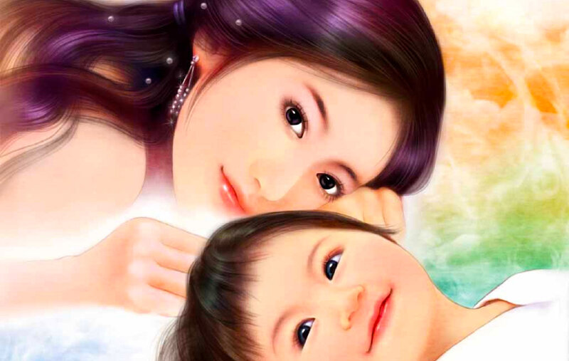 Woman and Child Lying