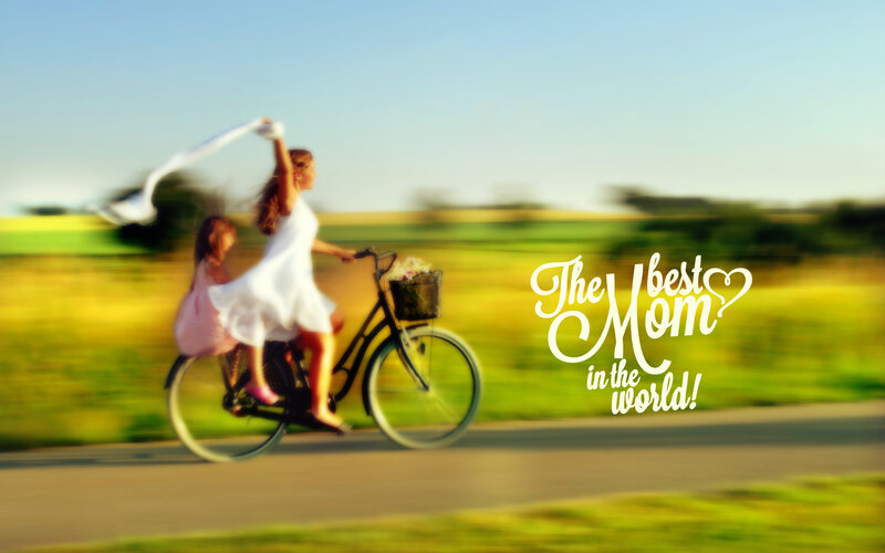 Woman and Child on Bicycle