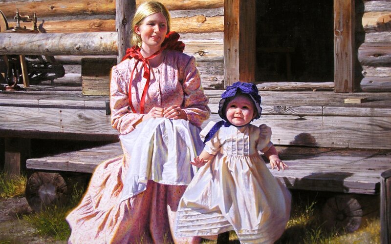Woman and Child on Porch