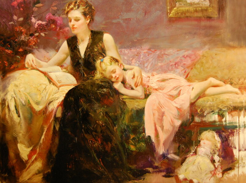 Woman and Child on Sofa