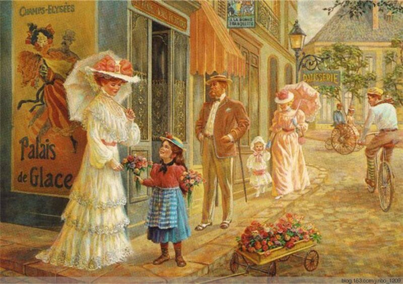 Woman and Child on Street — Yellow, Peaceful