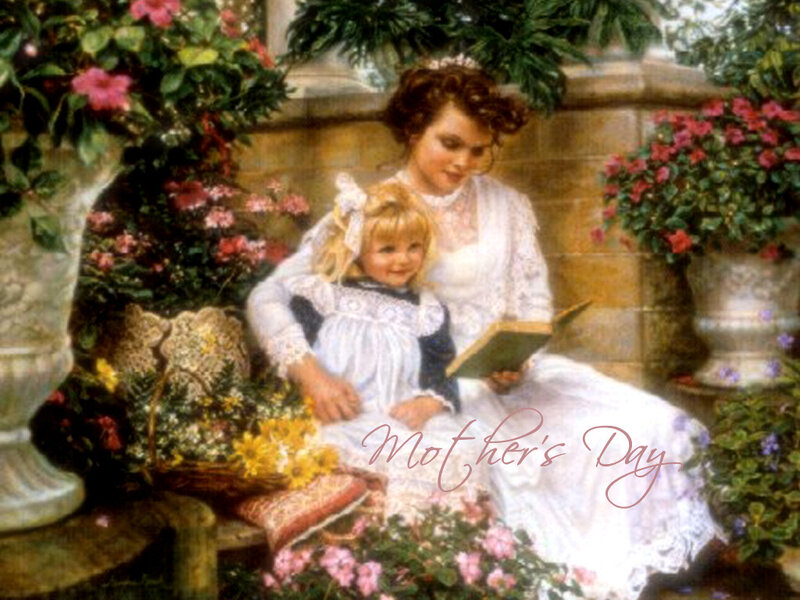 Woman and Child Reading — White