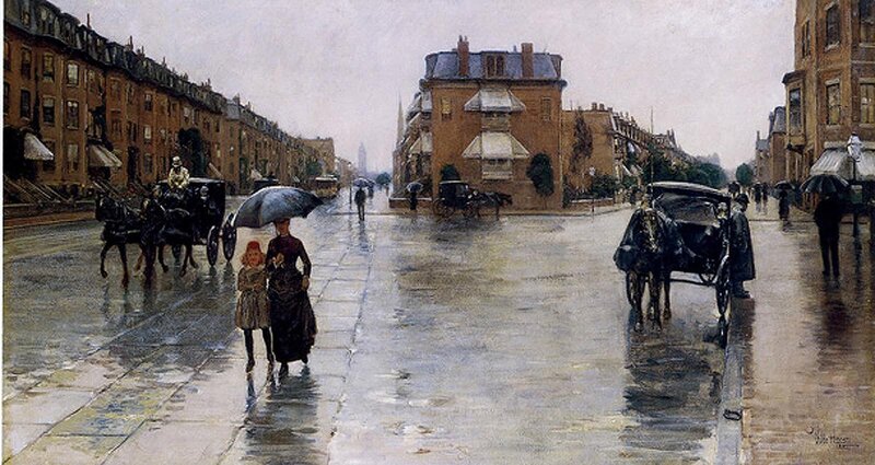 Woman and Child Walking — Gray