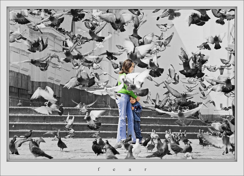 Woman and Child with Pigeons