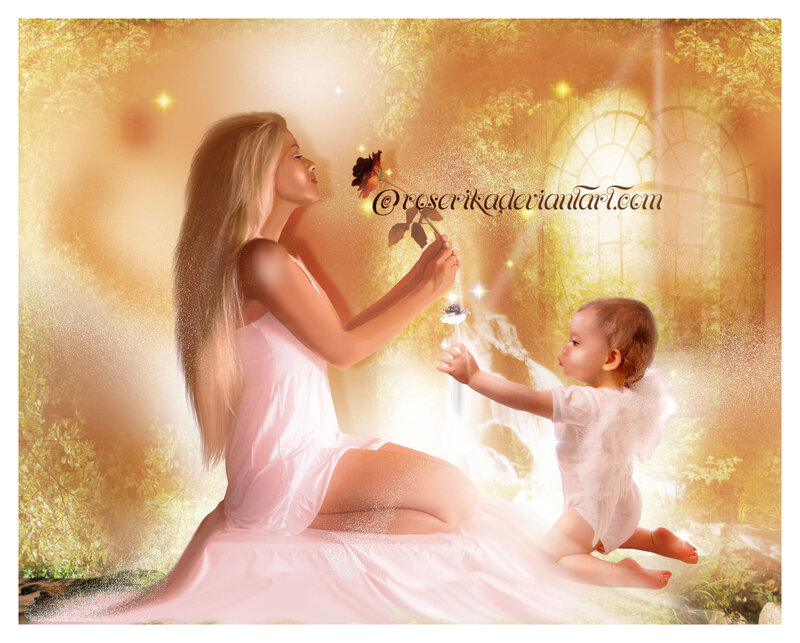 Woman and Child with Roses