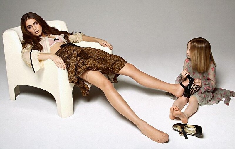 Woman and child with shoes