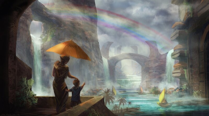 Woman and Child with Umbrella