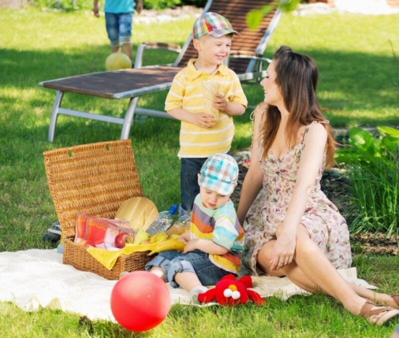 Woman and Children at Picnic