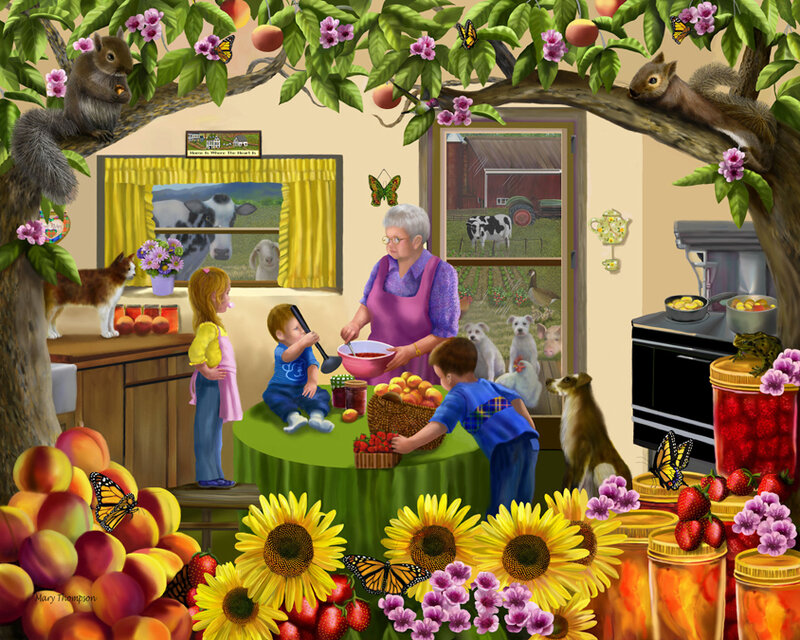 Woman and Children Cooking